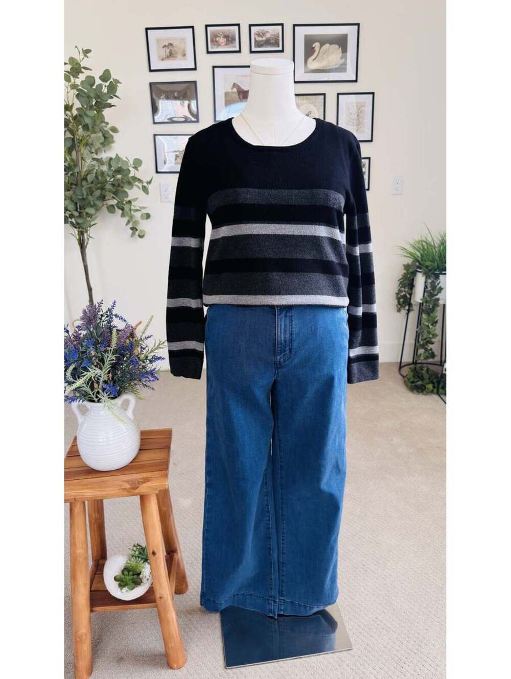 Denim & Co. Signature Blue Wide Leg Trouser Jeans Size 14